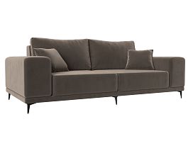 Прямой диван Льюес (полностью велюр коричневый) - Фото предпросмотра