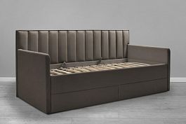 Кровать «Порше» с 2-мя боковинами и доп. спальным местом, коричневая - Фото предпросмотра