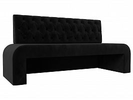 Кухонный прямой диван Кармен Люкс (полностью велюр черный) - Фото предпросмотра