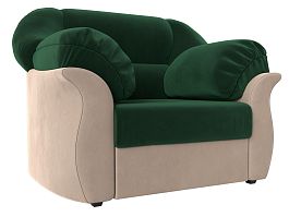 Кресло Карнелла (основа велюр зеленый, компаньон велюр бежевый) - Фото предпросмотра