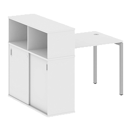 Metal System Quattro Стол письменный с шкафом-купе на П-образном м/к 40БП.РС-СШК-3.1 Т Белый/Серый металл 1410*1120*1098 - Фото предпросмотра