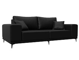 Прямой диван Льюес (полностью экокожа черная) - Фото предпросмотра
