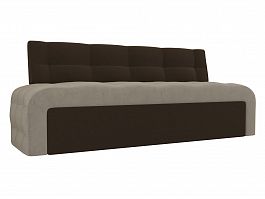 Кухонный прямой диван Люксор (основа микровельвет бежевый, компаньон микровельвет коричневый) - Фото предпросмотра
