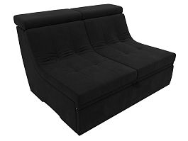 Модуль Холидей Люкс раскладной диван (полностью микровельвет черный) - Фото предпросмотра