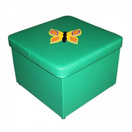 Пуф с аппликацией (с ящиком для игрушек)-зеленый - Фото предпросмотра