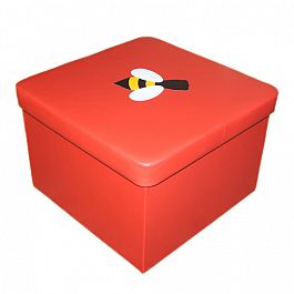 Пуф с аппликацией (с ящиком для игрушек)-красный - Фото предпросмотра