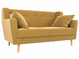 Прямой диван Брайтон 2 (полностью микровельвет желтый) - Фото предпросмотра