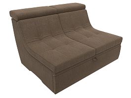 Модуль Холидей Люкс раскладной диван (полностью рогожка коричневая) - Фото предпросмотра