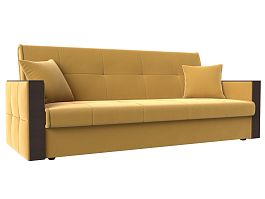 Прямой диван книжка Валенсия (полностью микровельвет желтый) - Фото предпросмотра