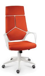 Кресло офисное / IQ / (White plastic orange) белый пластик /оранжевая ткань - Фото предпросмотра