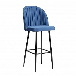 Барный стул Тони, велюр синий - Фото предпросмотра