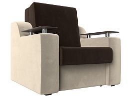 Кресло-кровать Сенатор 80 (основа микровельвет коричневый, компаньон микровельвет бежевый) - Фото предпросмотра