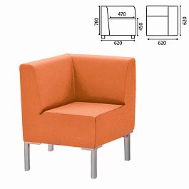 Кресло мягкое угловое "Хост" М-43, 620х620х780 мм, без подлокотников, экокожа, оранжевое - Фото предпросмотра