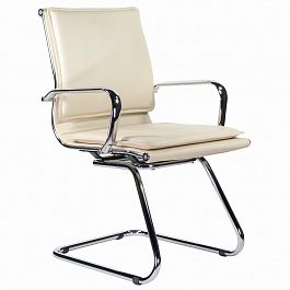 Кресло для приемных и переговорных BRABIX "Kayman CF-102", экокожа, хром, бежевое, 532573 - Фото предпросмотра