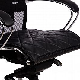 Накладка на сиденье для кресла "SAMURAI", рецик. кожа, черная - Фото предпросмотра
