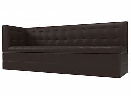 Кухонный диван Бриз с левым углом (полностью экокожа коричневая) - Фото предпросмотра