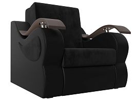 Кресло-кровать Меркурий 80 (основа велюр черный, компаньон экокожа черная) - Фото предпросмотра
