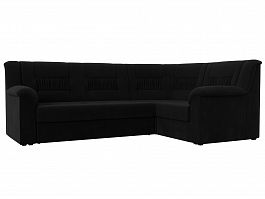 Угловой диван Карелия правый (полностью микровельвет черный) - Фото предпросмотра