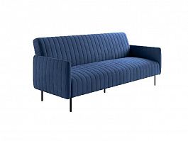 Baccara диван-кровать трехместный прямой с подлокотниками, бархат синий 29 - Фото предпросмотра