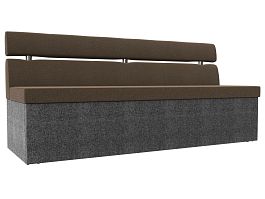 Кухонный прямой диван Классик (основа рогожка коричневая, компаньон рогожка серая) - Фото предпросмотра