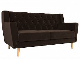 Прямой диван Брайтон 2 Люкс (полностью микровельвет коричневый) - Фото предпросмотра