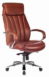 Кресло руководителя T-9922SL светло-коричневый Leather Eichel кожа крестовина металл хром - Фото предпросмотра