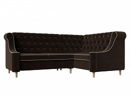 Угловой диван Бронкс правый (полностью микровельвет коричневый) - Фото предпросмотра