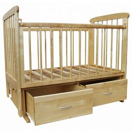 Кровать младенческая «Сева» с ящиками (массив, лак) настил ДВП - Фото предпросмотра