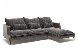 Rey диван с шезлонгом замша серый - Фото предпросмотра