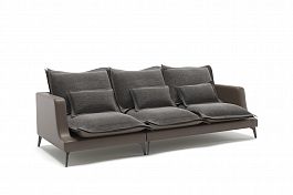 Rey диван прямой трехместный замша серый - Фото предпросмотра