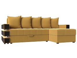 Угловой диван Венеция правый (полностью микровельвет желтый) - Фото предпросмотра