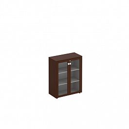 Шкаф со стеклянными дверями средний "Премьер" ПР 312 венге темный - Фото предпросмотра