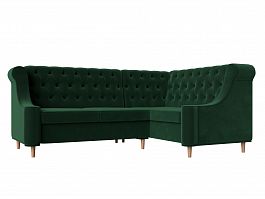 Угловой диван Бронкс правый (полностью велюр зеленый) - Фото предпросмотра