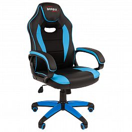 Кресло компьютерное BRABIX "Blaze GM-162", TW/экокожа, черное/голубое, 532578, 7083506 - Фото предпросмотра