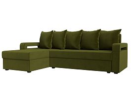 Угловой диван Гермес Лайт левый (полностью микровельвет зеленый) - Фото предпросмотра