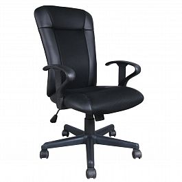 Кресло BRABIX "Optima MG-370", с подлокотниками, экокожа/ткань, черное, 531580 - Фото предпросмотра