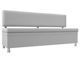Кухонный прямой диван Стайл (полностью экокожа белая) - Фото предпросмотра