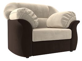 Кресло Карнелла бежевый\коричневый, микровельвет - Фото предпросмотра