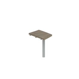 Приставка боковая Wing малая 500х856х750, левая / цвет: дуб темный, опора табулярная серебрянный металлик - Фото предпросмотра