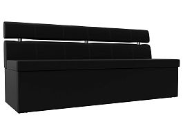 Кухонный прямой диван Классик (полностью экокожа черная) - Фото предпросмотра