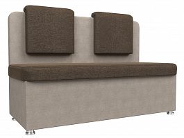 Кухонный прямой диван Маккон 2-х местный (основа рогожка коричневая, компаньон рогожка бежевая) - Фото предпросмотра
