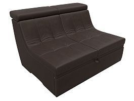Модуль Холидей Люкс раскладной диван (полностью экокожа коричневая) - Фото предпросмотра