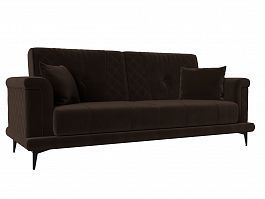 Прямой диван Неаполь (полностью микровельвет коричневый) - Фото предпросмотра