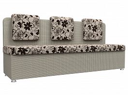 Кухонный прямой диван Маккон 3-х местный (основа Рогожка Цветы, компаньон рогожка Корфу 02) - Фото предпросмотра