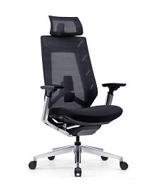 Кресло офисное / Malmo / черная сетка / черный пластик / база алюминий - Фото предпросмотра