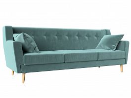 Прямой диван Брайтон 3 (полностью велюр бирюзовый) - Фото предпросмотра