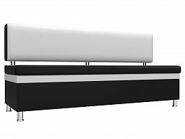 Кухонный прямой диван Стайл (основа экокожа черная, компаньон экокожа белая) - Фото предпросмотра