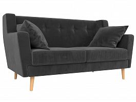 Прямой диван Брайтон 2 (полностью велюр серый) - Фото предпросмотра