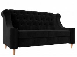 Прямой диван Бронкс (полностью велюр черный) - Фото предпросмотра