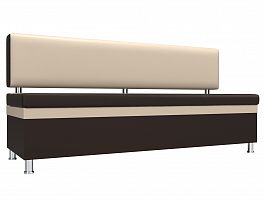 Кухонный прямой диван Стайл (основа экокожа коричневая, компаньон экокожа бежевая) - Фото предпросмотра